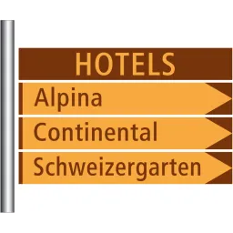 Hotel-restaurant direction sign combinations