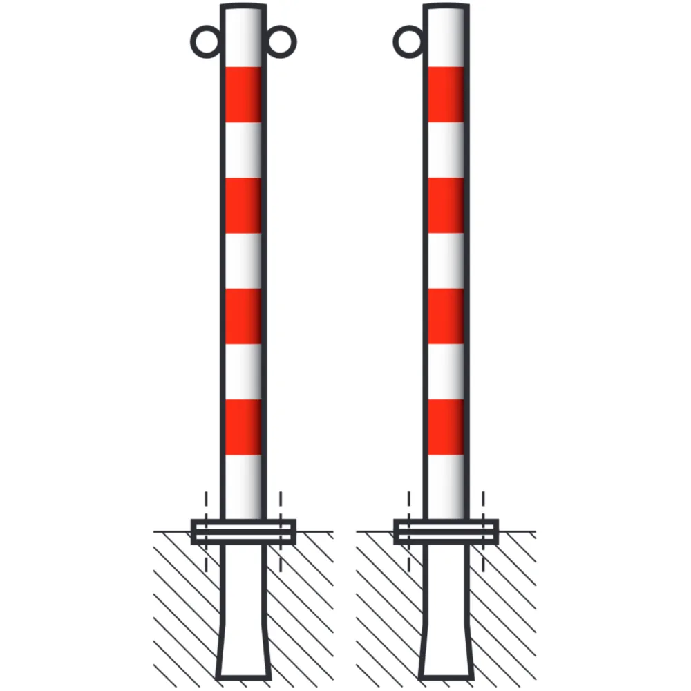 Barrier post painted white with rings