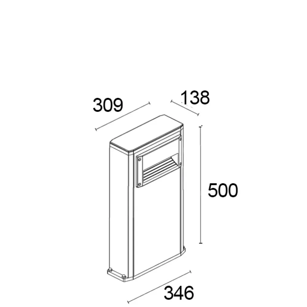 Square Small Pole 295F0/WR3.PR-Small Poles - Bollard H. 500 rectangular window