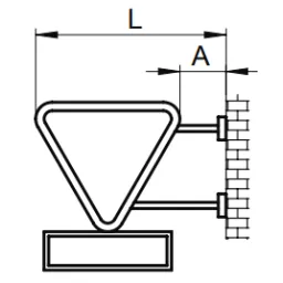 Triangular and rectangular sign with wall mounting