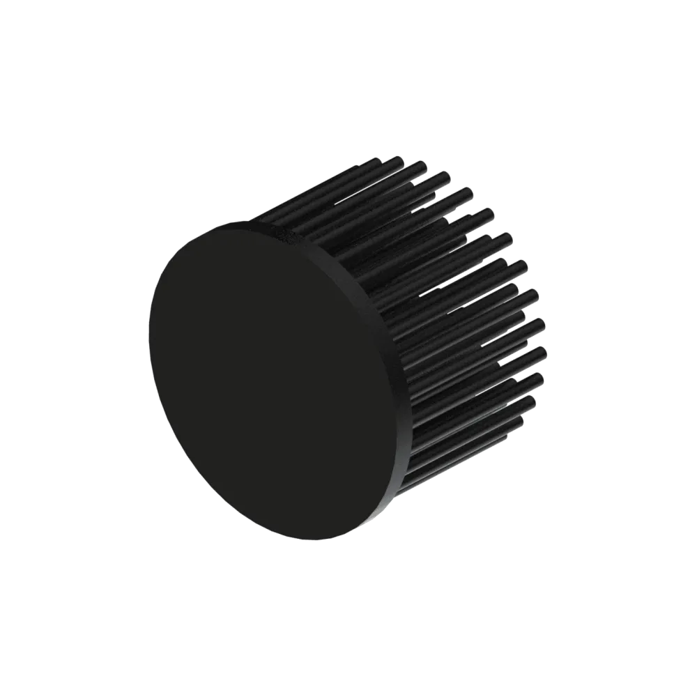 LED pin fin heat sink, ø70mm, H 50mm, Base 5mm, Black anodized