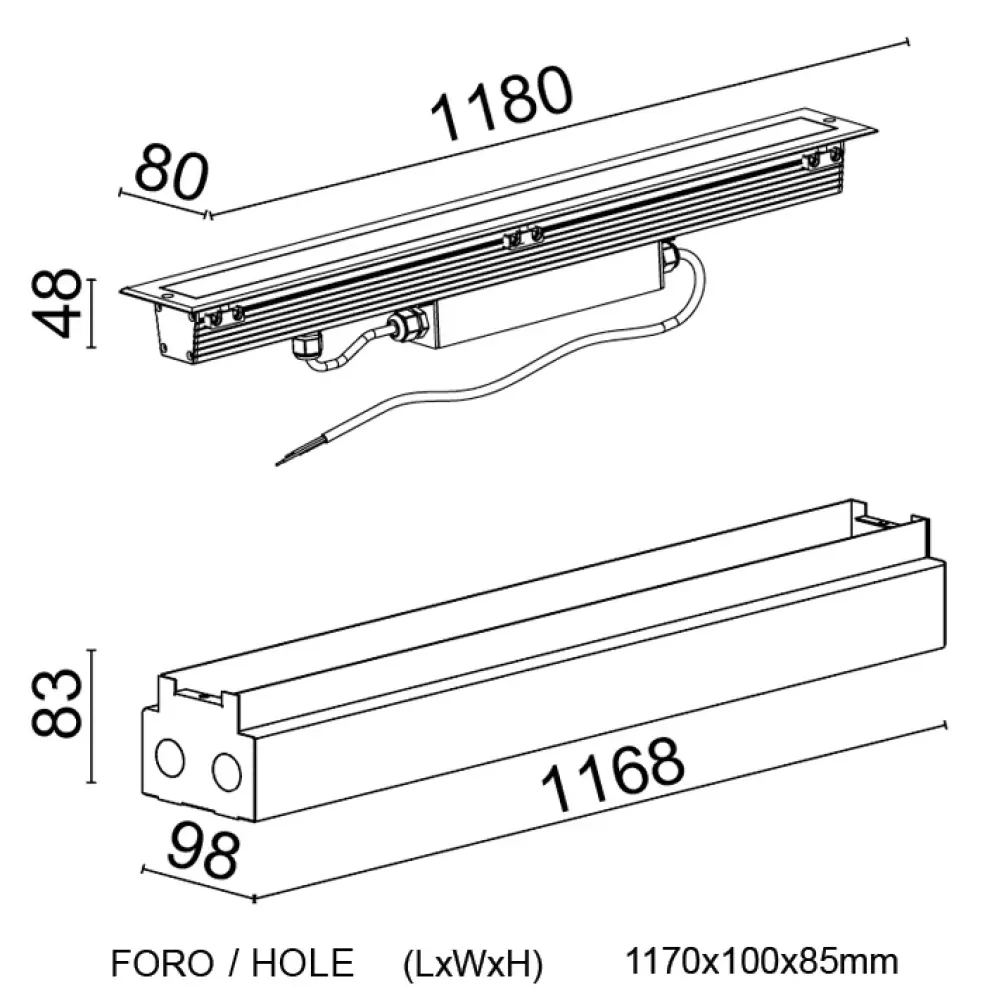 Matrix Recessed - Recessed Wallwasher with Lens L. 1180