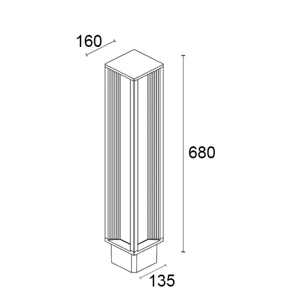 Orion TL 482F0/WR35PO-Small Poles - Bollard Total Light 2 Ways H. 680