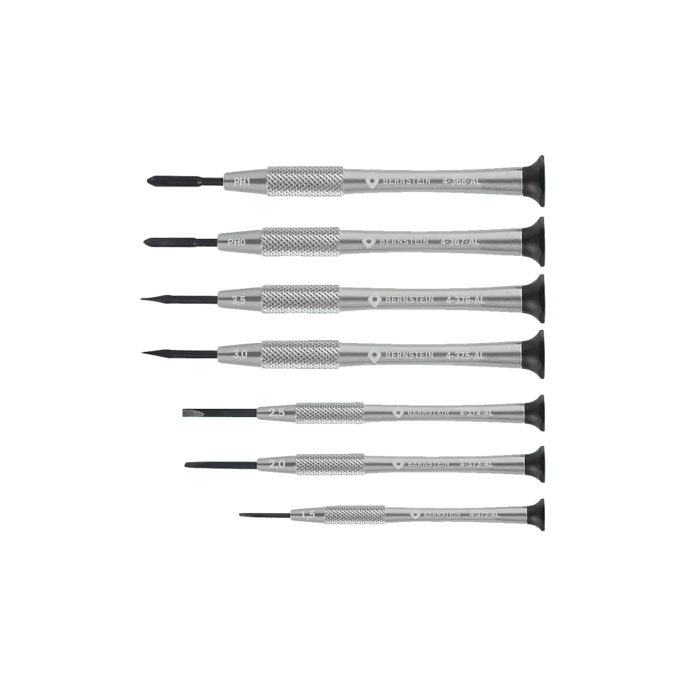 Watchmaker's screwdriver set 7 pcs slotted and cross recessed