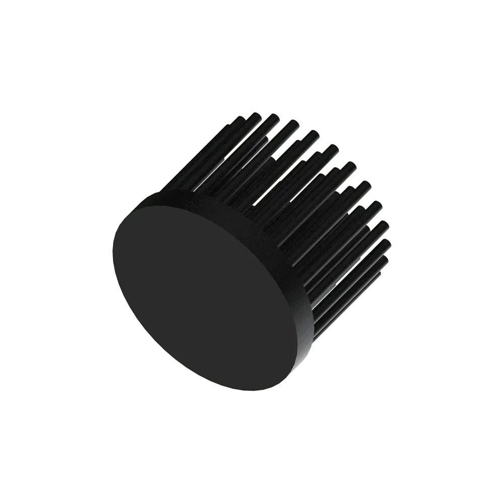 LED pin fin heat sink, ø40mm, H 30mm, Base 5mm, Black anodized