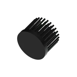 LED pin fin heat sink, ø40mm, H 30mm, Base 5mm, Black anodized