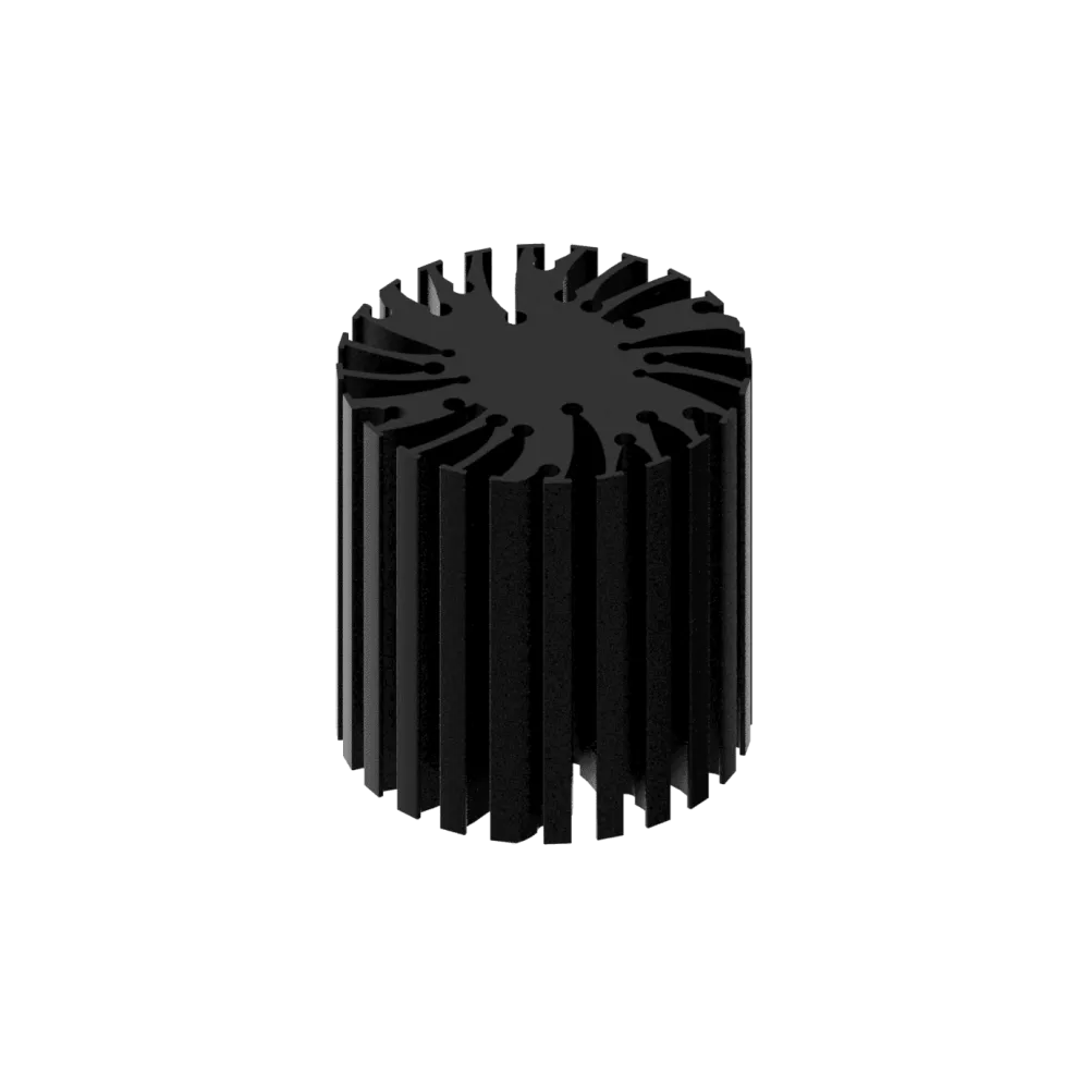 Modular LED star heat sink, ø47mm, H 50mm, Black anodized