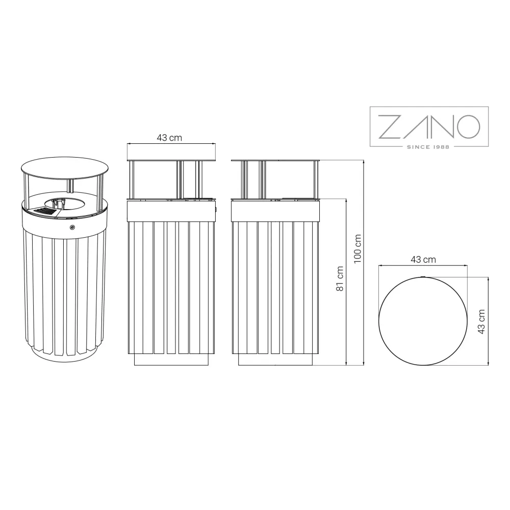 Tubus litter bin with ashtray