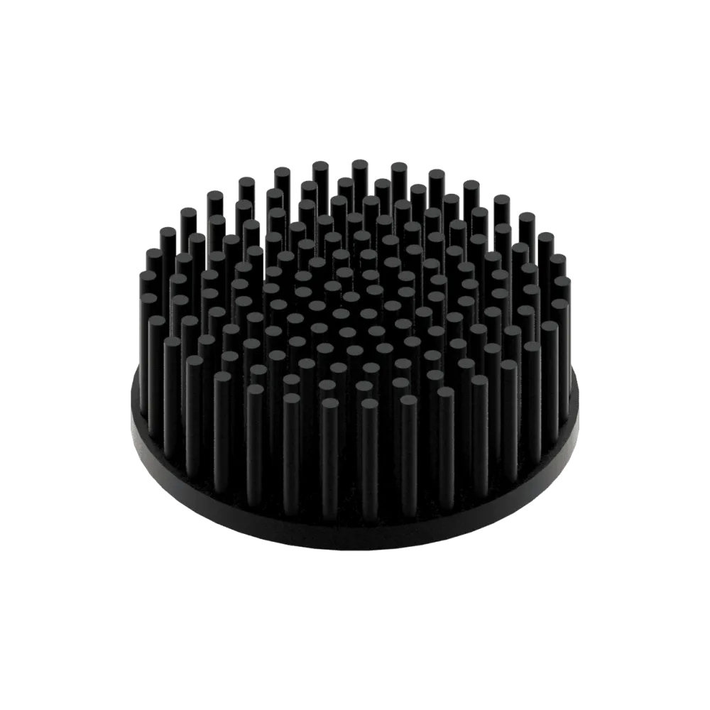 LED pin fin heat sink, ø80mm, H 30mm, Base 5mm, Black anodized