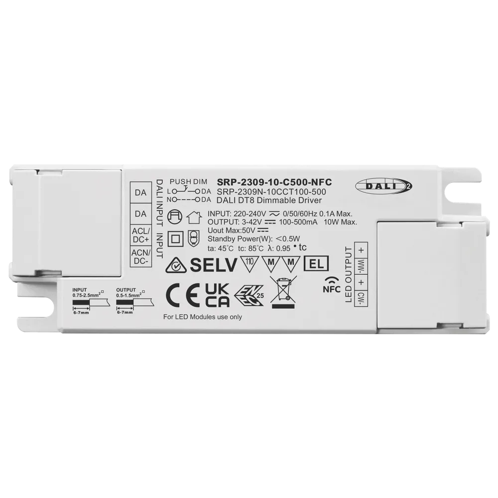 10W DALI2 DT8, TUNABLE WHITE, LED DRIVER CC, NFC