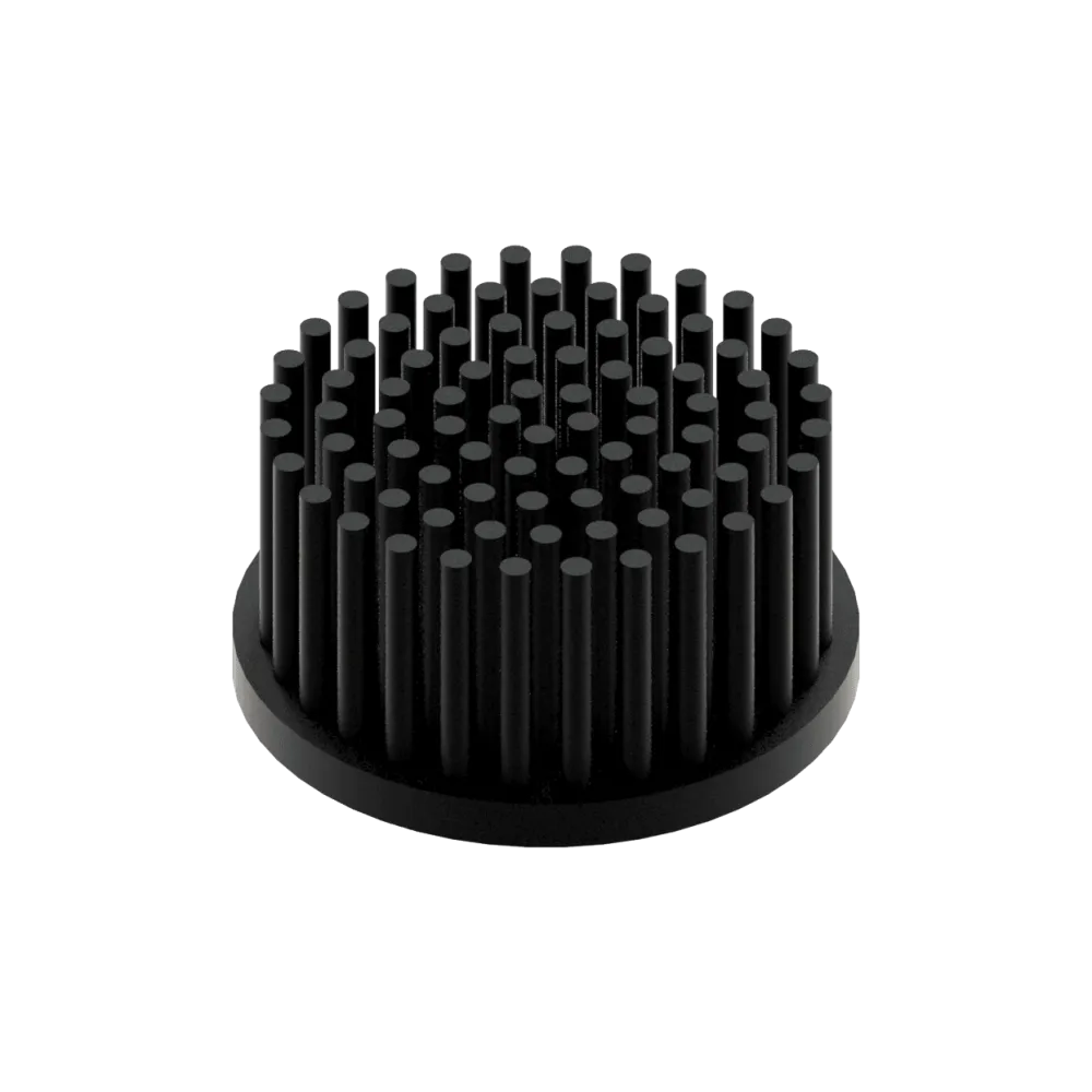 LED pin fin heat sink, ø60mm, H 30mm, Base 5mm, Black anodized