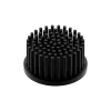 LED pin fin heat sink, ø60mm, H 30mm, Base 5mm, Black anodized