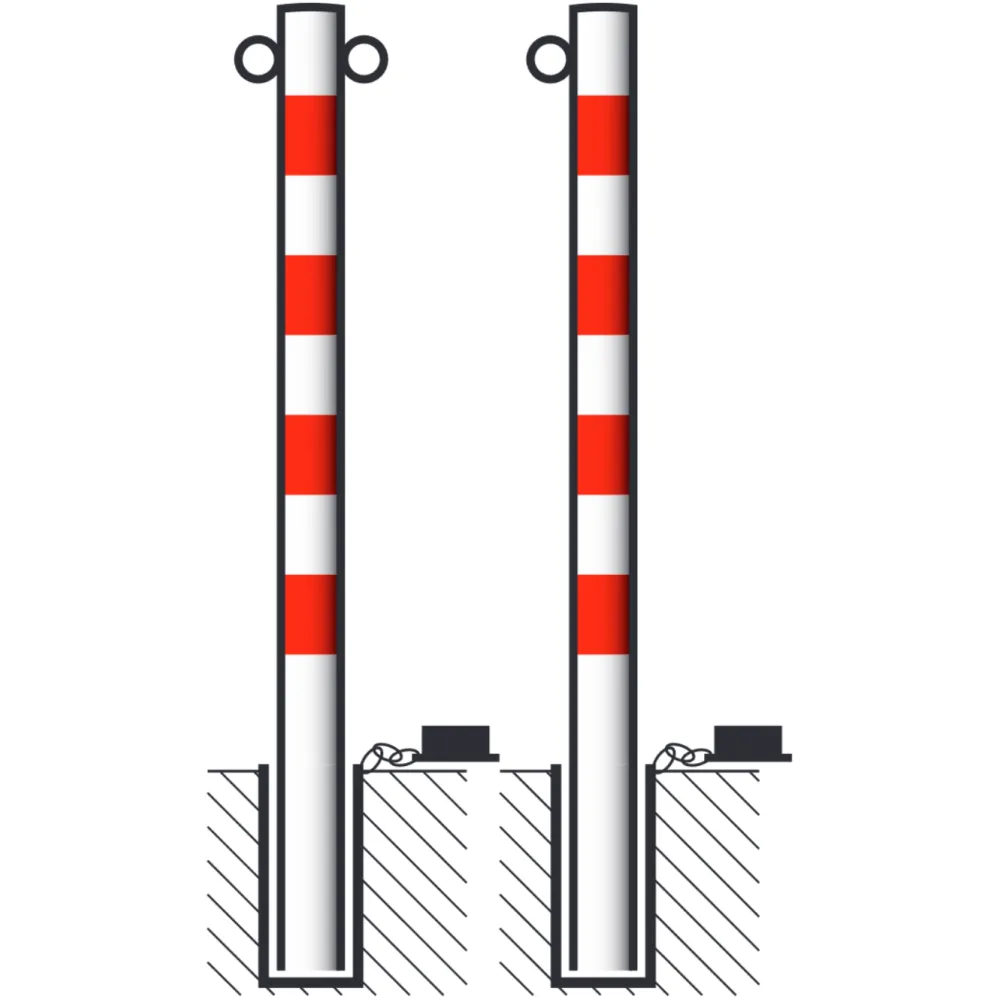 Barrier post painted white with rings