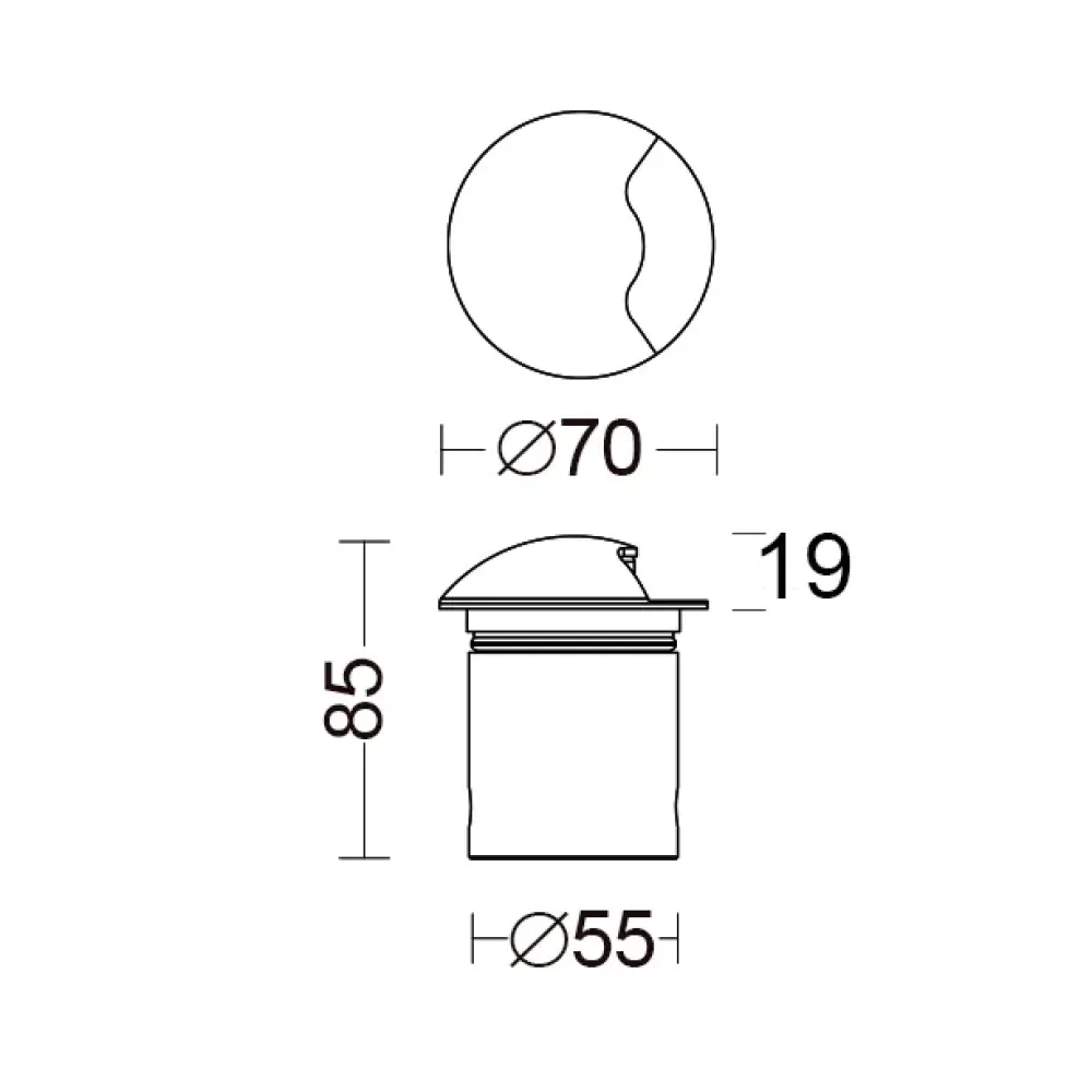 Cut 70 Wall Recessed 4070R/HRRC1L-Wall Recessed - Recessed 1 window Ø70 - Remote driver 24Vdc