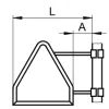 Triangular sign with long base side clamp mounting