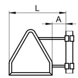 Triangular sign with long base side clamp mounting