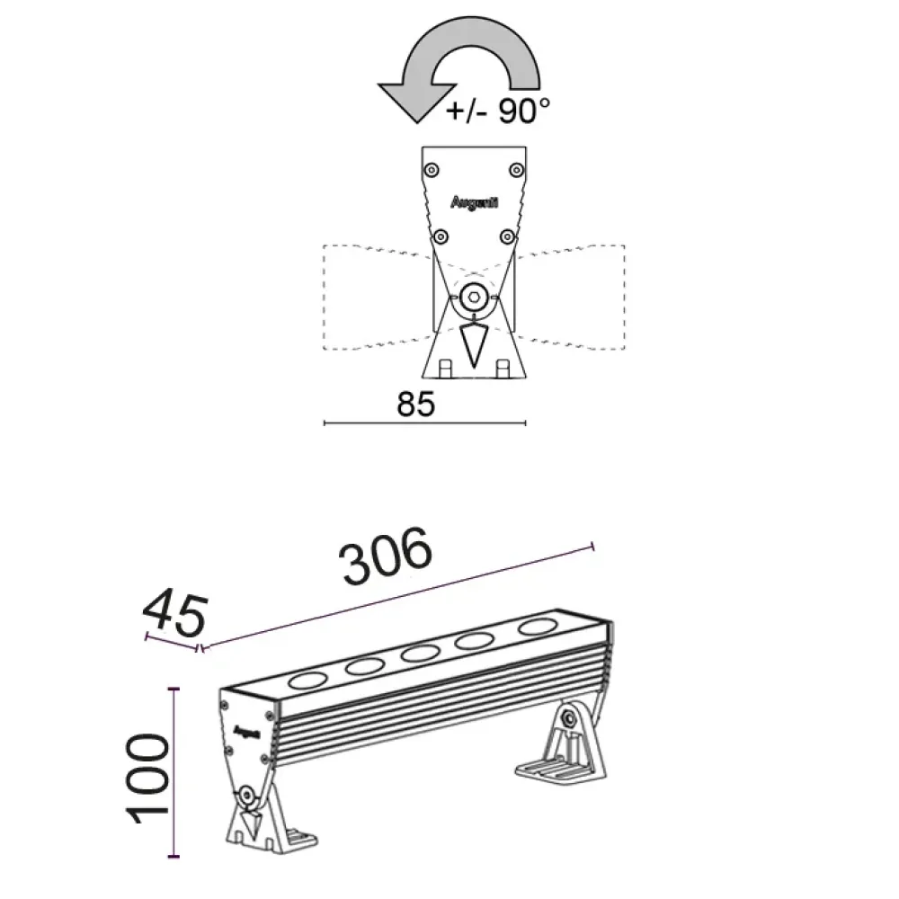 2800P/RCRC.MB-RGBW - Wallwasher RGBW L. 306