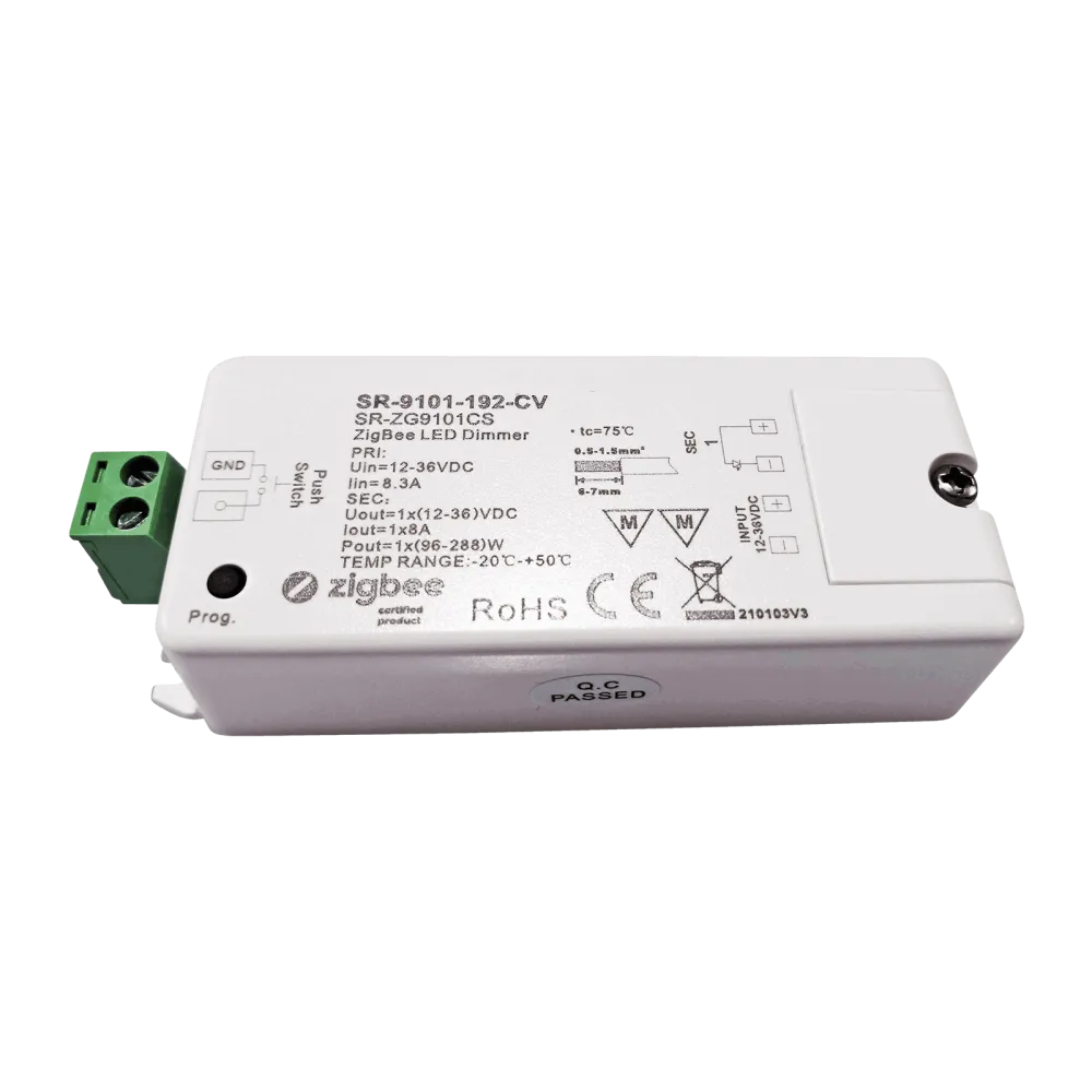 1 channel ZIGBEE 3.0 / LV-PUSH LED dimmer, constant voltage 12-36VDC, max. 288W