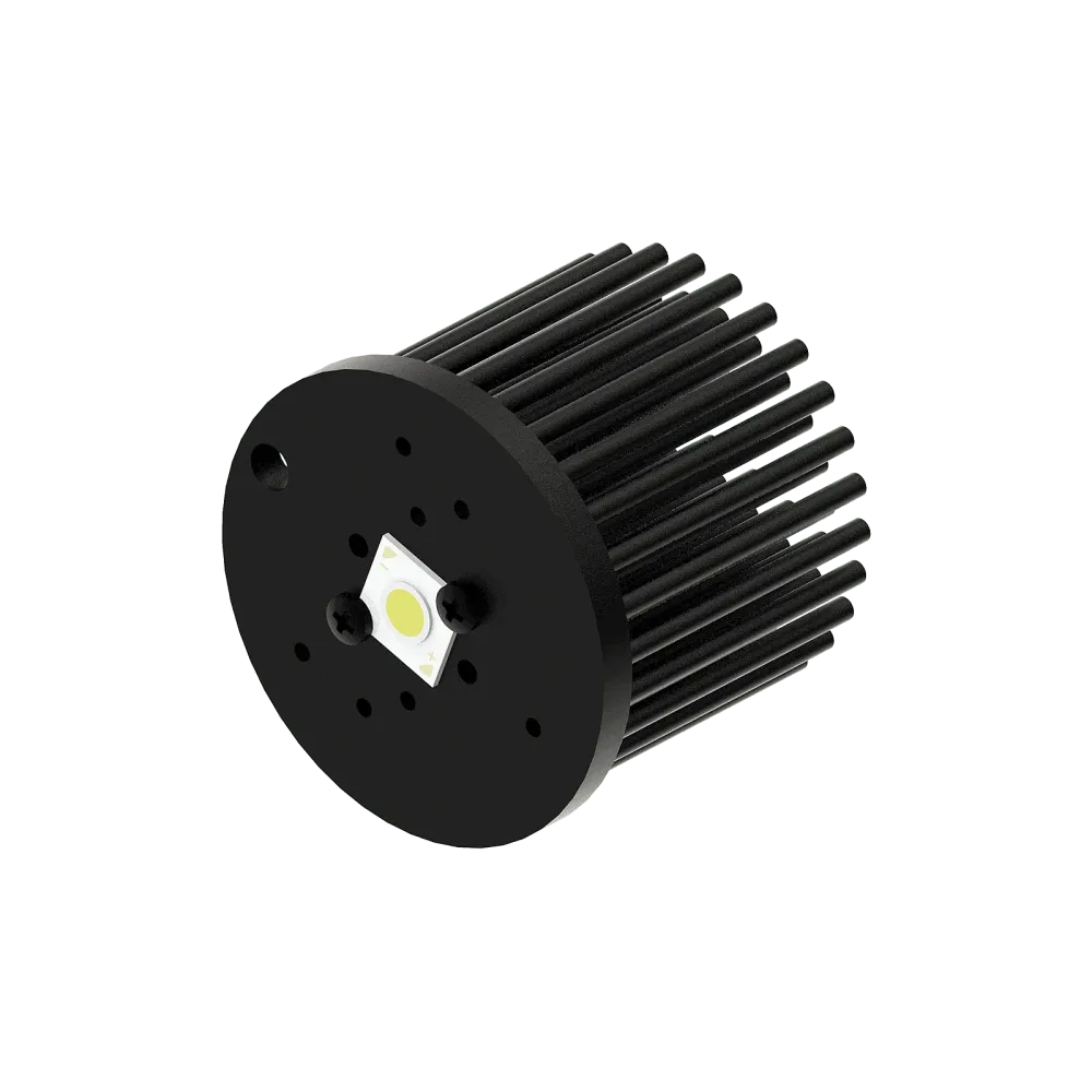 Zhaga LED pin fin heat sink, ø60, H 50, Base 5mm, Black anodized