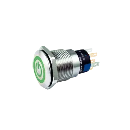 Illuminated Pushbutton switch with power imprint, green