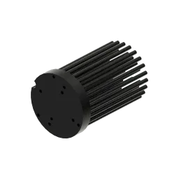 LED pin fin heat sink, ø47mm, H 68mm, Base 8mm, Zhaga&Philips holes, Black