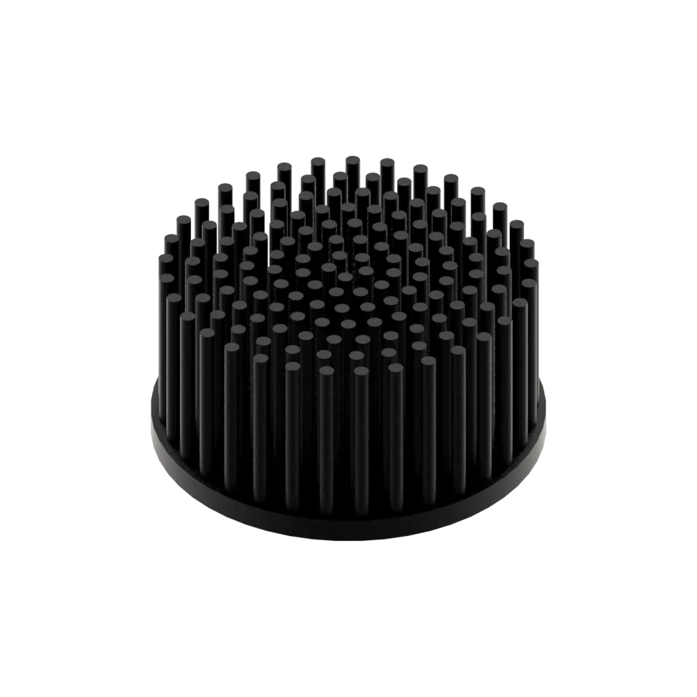 LED pin fin heat sink, ø80mm, H 40mm, Base 5mm, Black anodized