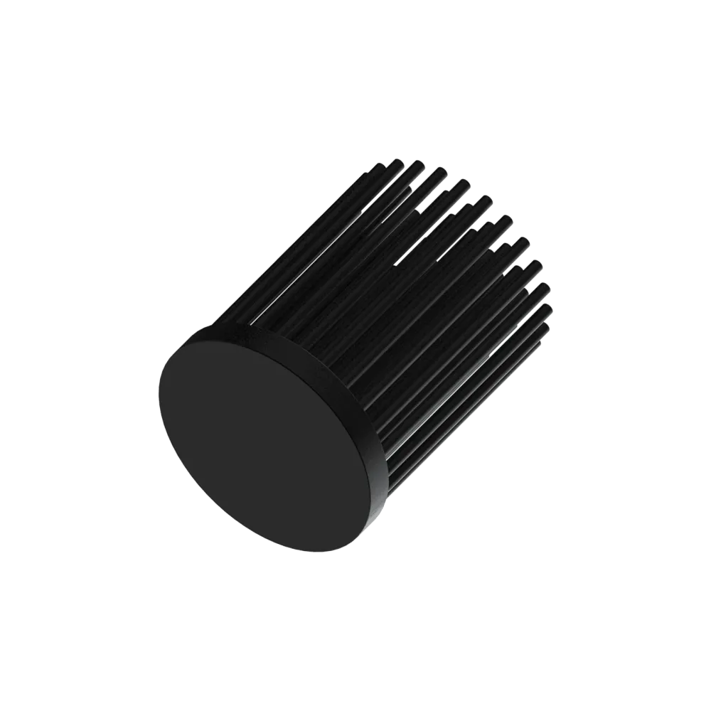 LED pin fin heat sink, ø40mm, H 50mm, Base 5mm, Black anodized