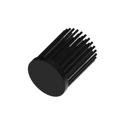 LED pin fin heat sink, ø40mm, H 50mm, Base 5mm, Black anodized