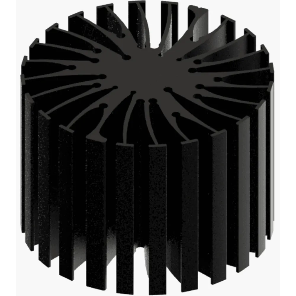 Modular LED star heat sink, ø70mm, H 50mm, Black anodized