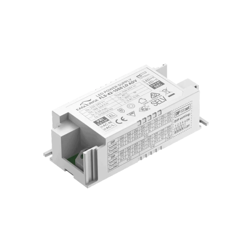 42W LED Driver CC 300-1050mA, 9-52Vdc, with Side Covers
