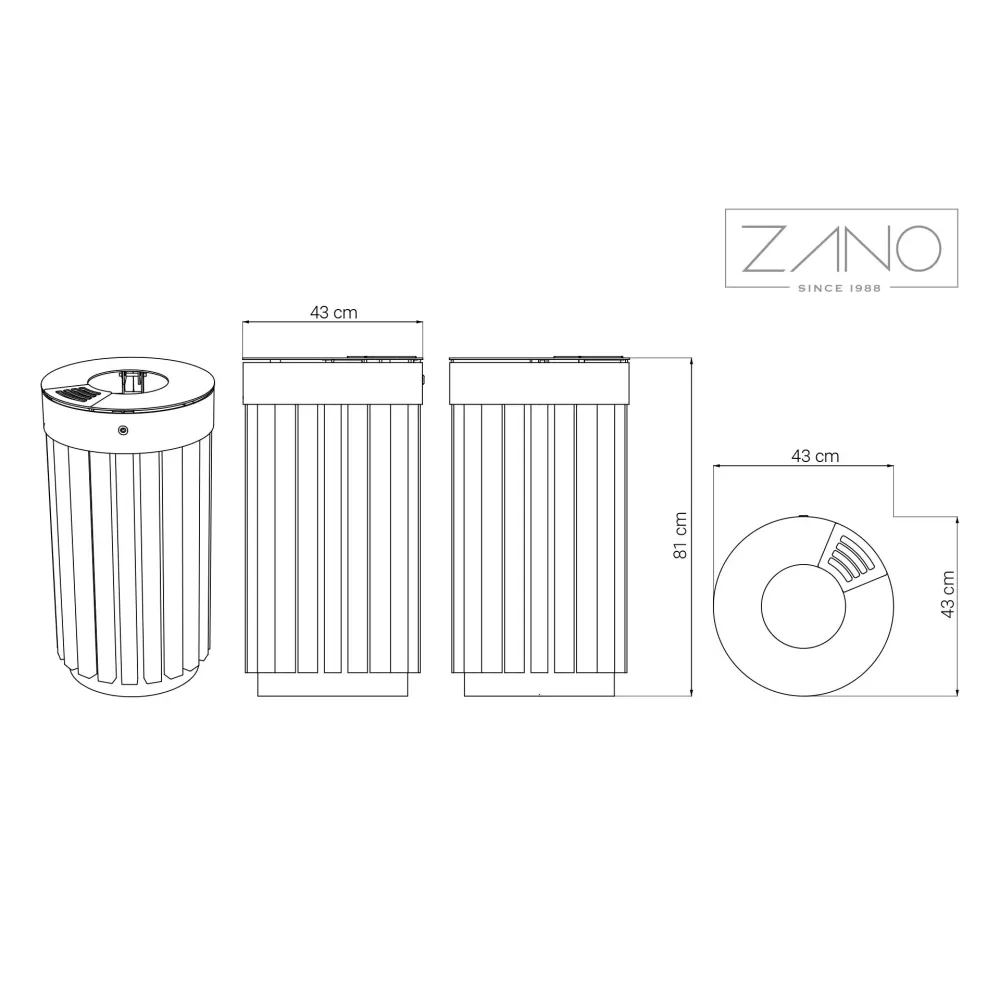 Tubus litter bin with ashtray