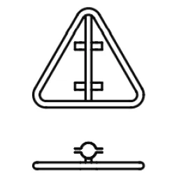 Triangular sign with fixed clamp