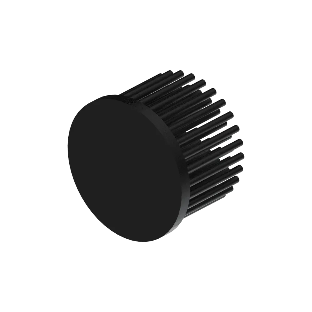 LED pin fin heat sink, ø60mm, H 40mm, Base 5mm, Black anodized