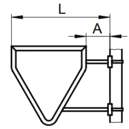 Segnale triangolare invertito con lunga base per montaggio con fascia d'acciaio laterale