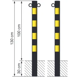 Barrier post painted black with rings