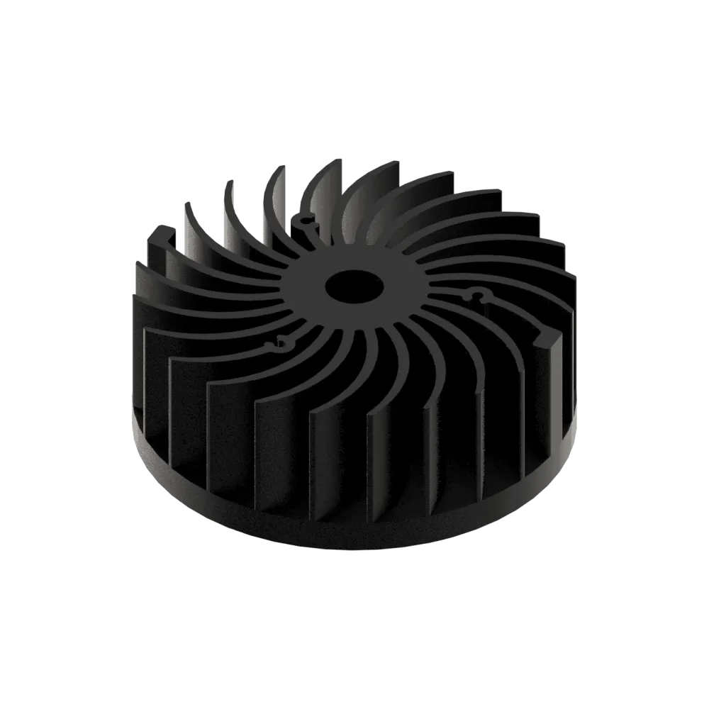 LED star heat sink, ø134mm, H 50mm, Base 10mm, Black anodized