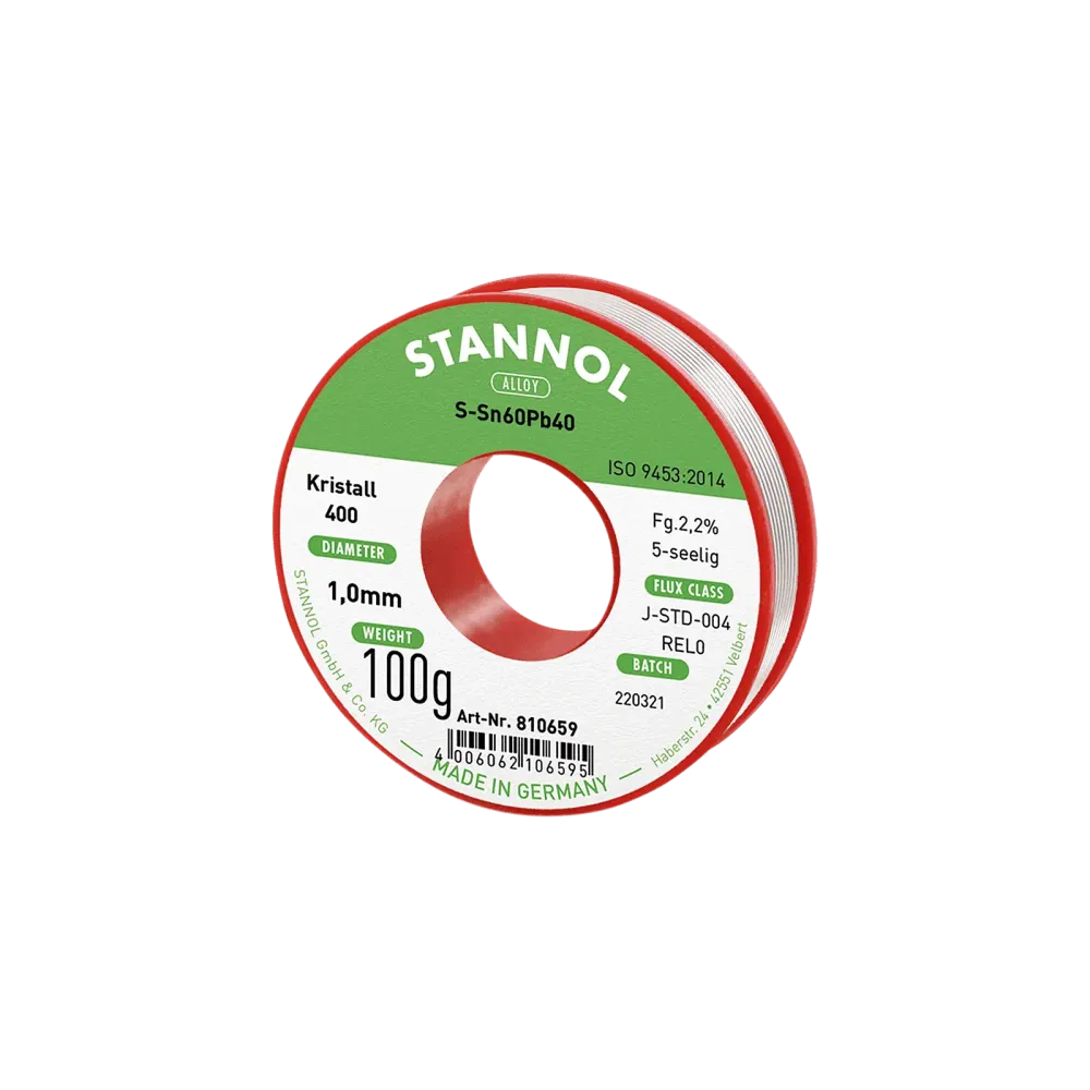 Solder wire crystal 400, Sn60Pb40, RE L0, 1mm, 100g