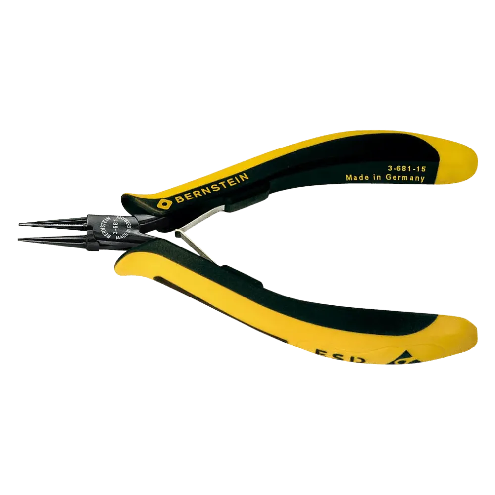 ESD round nose pliers EUROline dissipative 130 mm smooth gripping surfaces