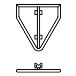 Umgekehrtes dreieckiges Schild mit langer Basis und Stahlband