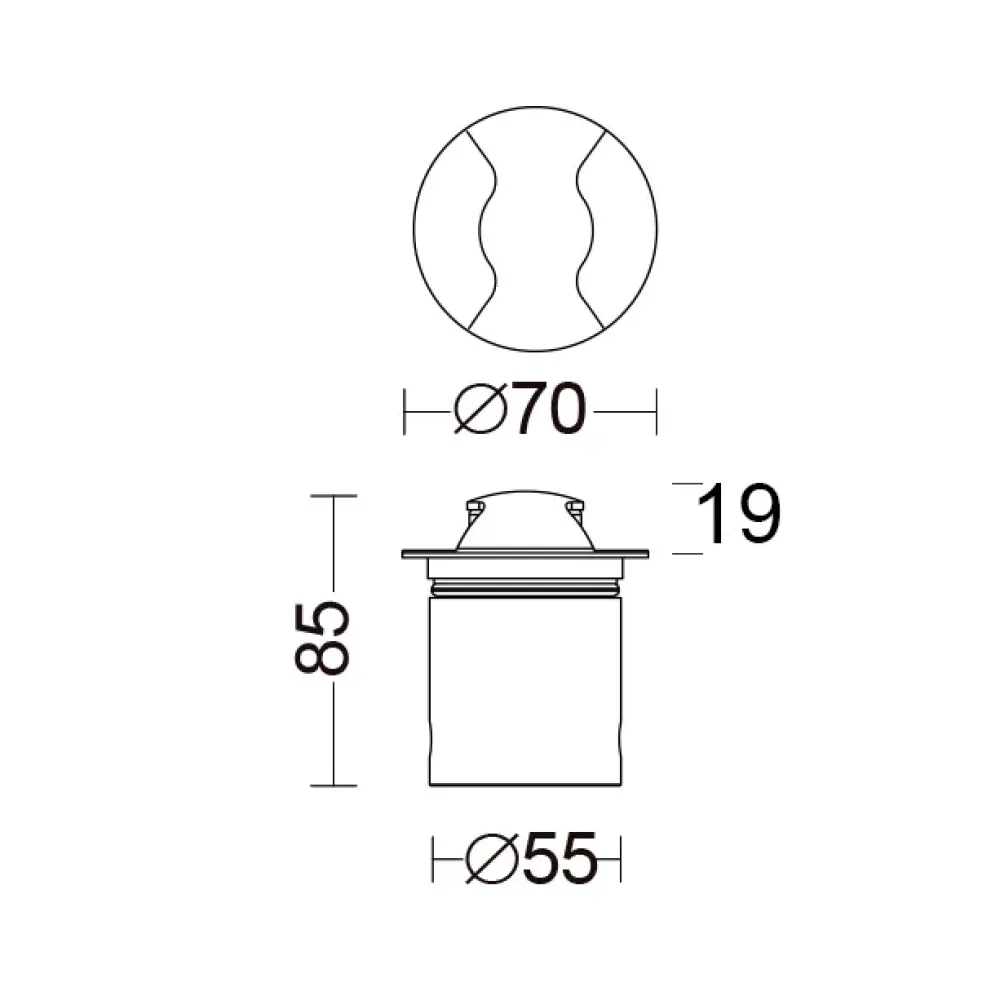Cut 70 Wall Recessed 4070R/WRCC2L-Wall Recessed - Recessed 2 windows Ø70 - Remote driver max 500mA