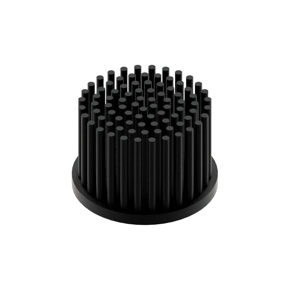 LED pin fin heat sink, ø60mm, H 40mm, Base 5mm, Black anodized