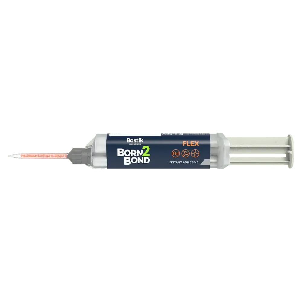 BORN2BOND Flex instant adhesive 10 g syringe (4:1)+5 mixing nozzles, transparent