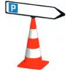Plastic attachment for traffic cones to secure directional signs