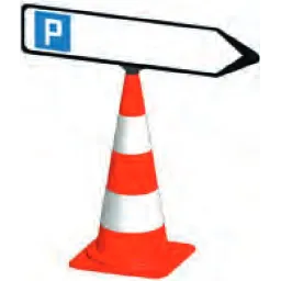Plastic attachment for traffic cones to secure directional signs