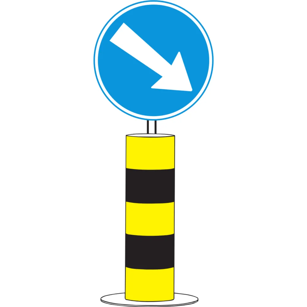 Reflective island post made of steel (60-85 cm) with tubular ring