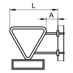 Triangular and rectangular sign with steel band