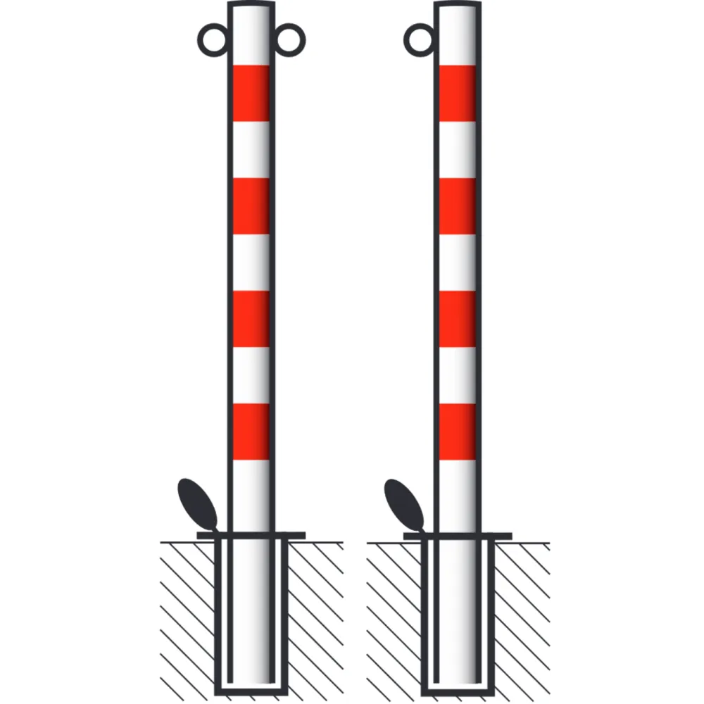 Barrier post painted white with rings
