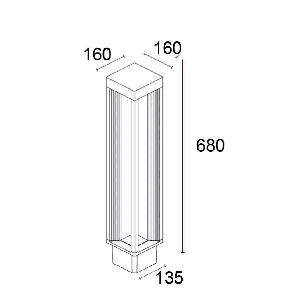 Orion D 560F1/WR35VS-Small Poles - Bollard 4 Ways H. 680
