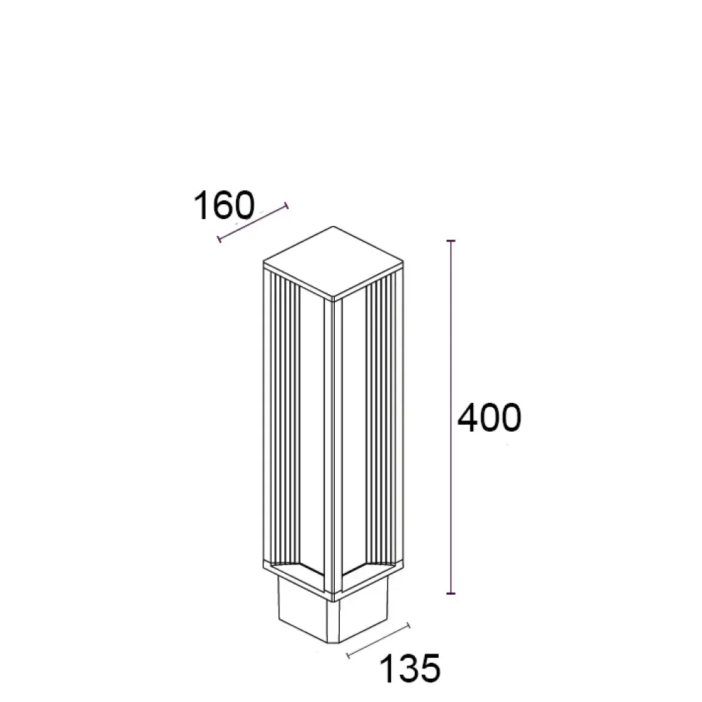 Orion TL 474F1/WR50PO-Small Poles - Bollard Total Light 4 Ways H. 400