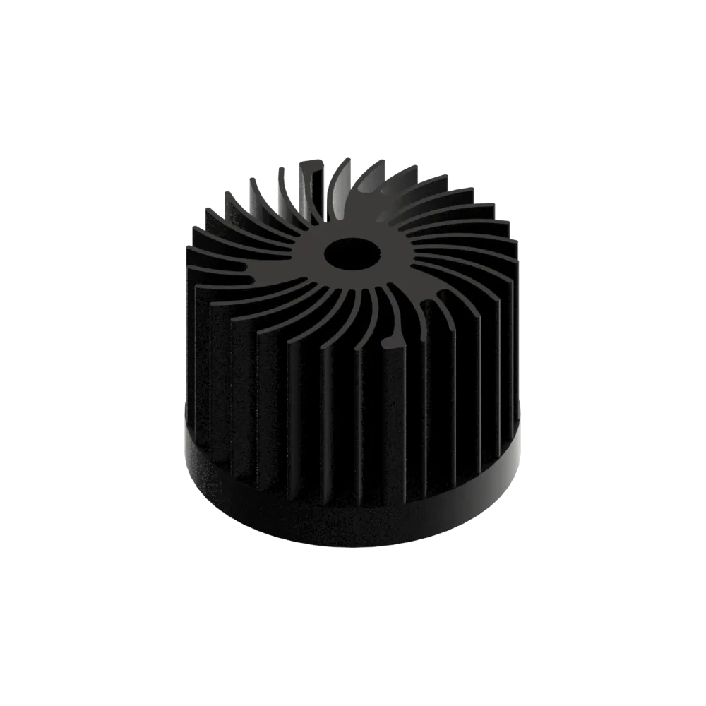 LED star heat sink, ø70mm, H 50mm, Base 10mm, Black anodized